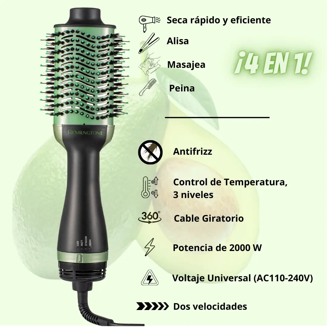 Combo Remington Plancha + Cepillo Secador con Aguacate – Protección y Estilo en Uno