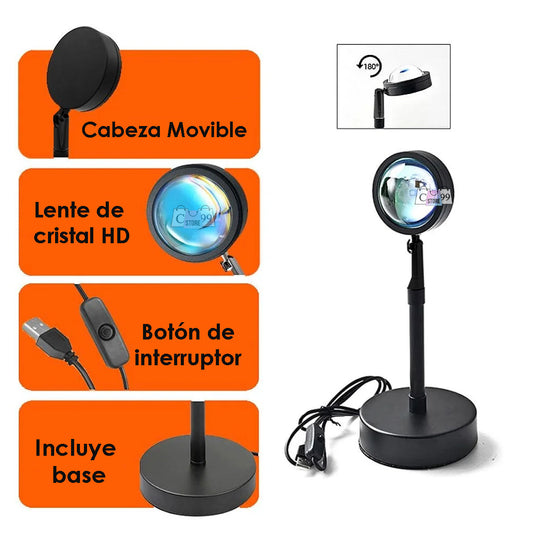 Lámpara LED 360° con Control Remoto | Luz Giratoria y Multicolor para Ambientes Modernos
