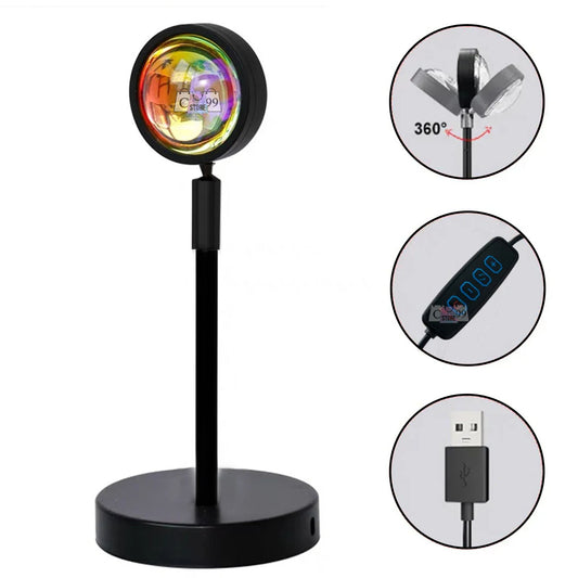 Lámpara LED 360° con Control Remoto | Luz Giratoria y Multicolor para Ambientes Modernos