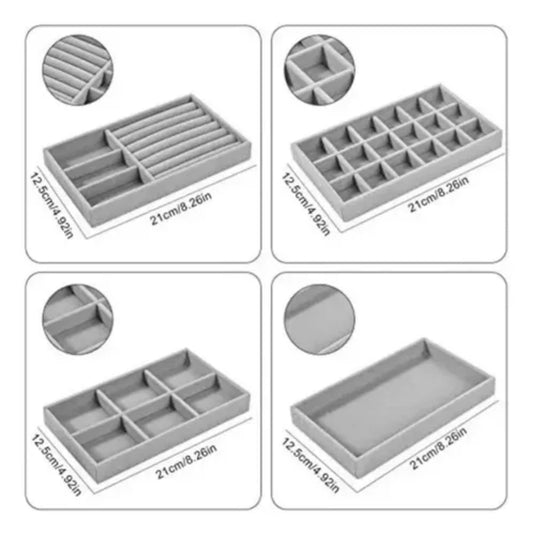 Set de Organizadores de Joyas en Terciopelo | 4 Bandejas Elegantes
