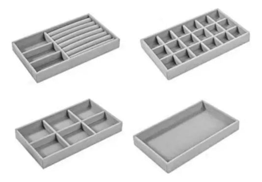 Set de Organizadores de Joyas en Terciopelo | 4 Bandejas Elegantes