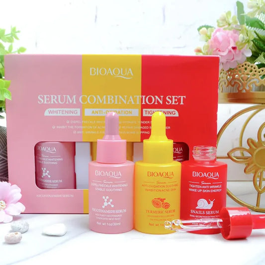 Kit x3 Sueros Bioaqua – Hidratación, Regeneración y Luminosidad Facial