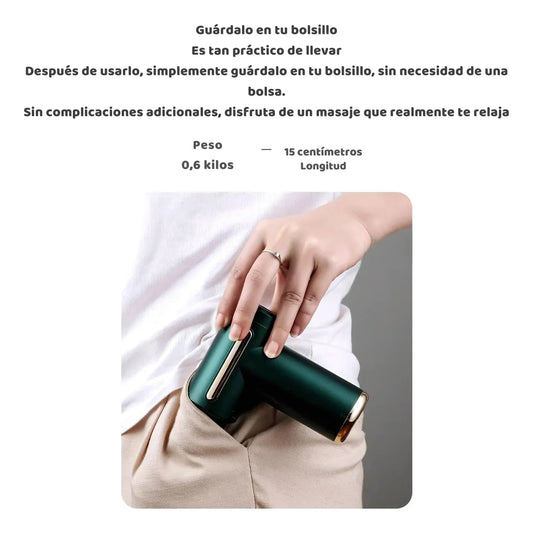 Pistola de Masaje Muscular Portátil – 6 Niveles y 4 Cabezales