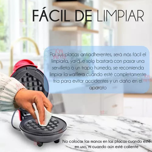 Waflera en Forma de Corazón – Compacta, Rápida y Antiadherente