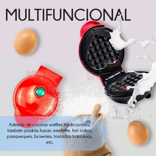 Waflera en Forma de Corazón – Compacta, Rápida y Antiadherente