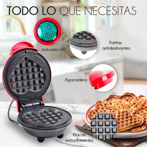 Waflera en Forma de Corazón – Compacta, Rápida y Antiadherente