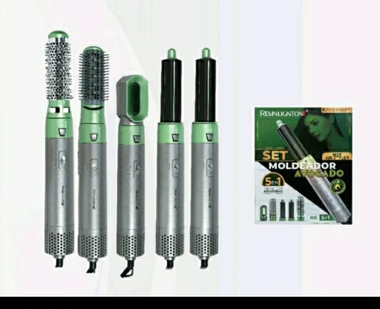 Set Cepillo Secador 5 en 1 Aguacate – Riza, Alisa y Da Volumen con Estilo Natural