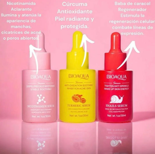 Kit x3 Sueros Bioaqua – Hidratación, Regeneración y Luminosidad Facial